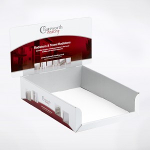 Selling Radiators and Heated Towel rails, Chatsworth Heating needed a box to send out leaflets to the Showrooms of distributors, which could double-up as a dispenser